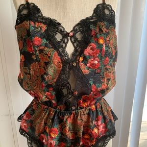 Sexy black floral teddy